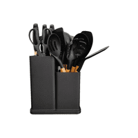Importclick - Set 19 Utensilios Cocina Silicona Acero Inoxidable Negro