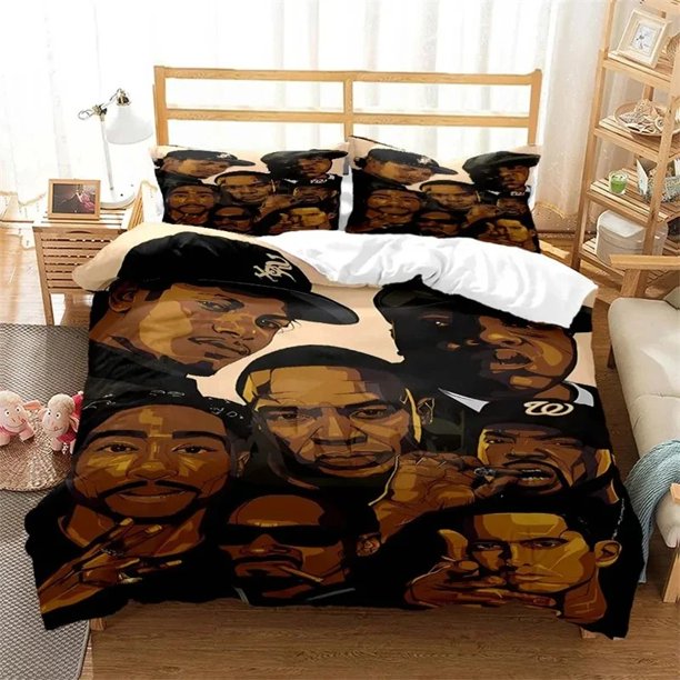 3D Hip Hop Rapper Bedding Set,Duvet Cover Comforter Bed Set Quilt Cover Pillowcase,King Queen Twin Size Boys Girls AdultsBed Sheets