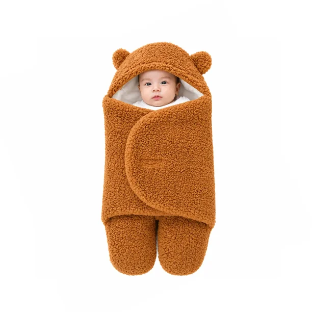 Saquito Bebé Osito con Capuchita y Orejitas Marrón - BABYMINE