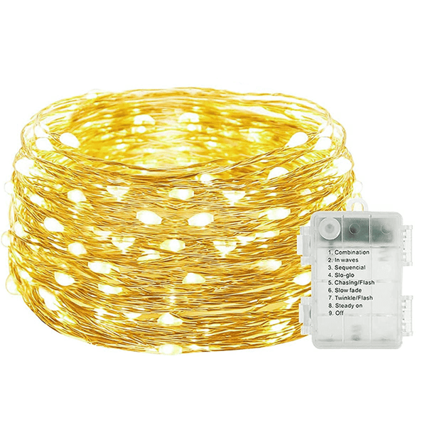 Guirnalda de luces LED con enchufe USB y control remoto, 10 metros, 100 LED, luces parpadeantes para dormitorio navideño.