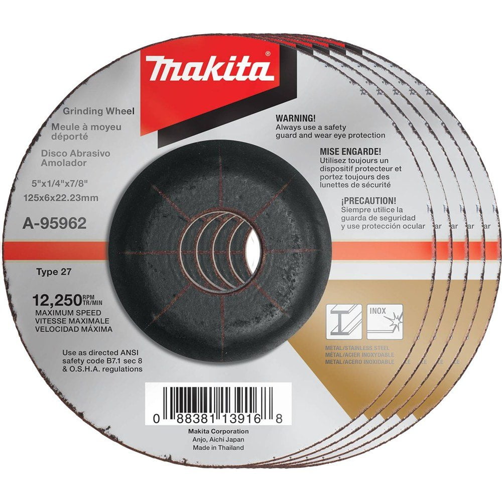 Muela Abrasiva Makita Inox 36 Grit 125x6x22 Mm 5/pack