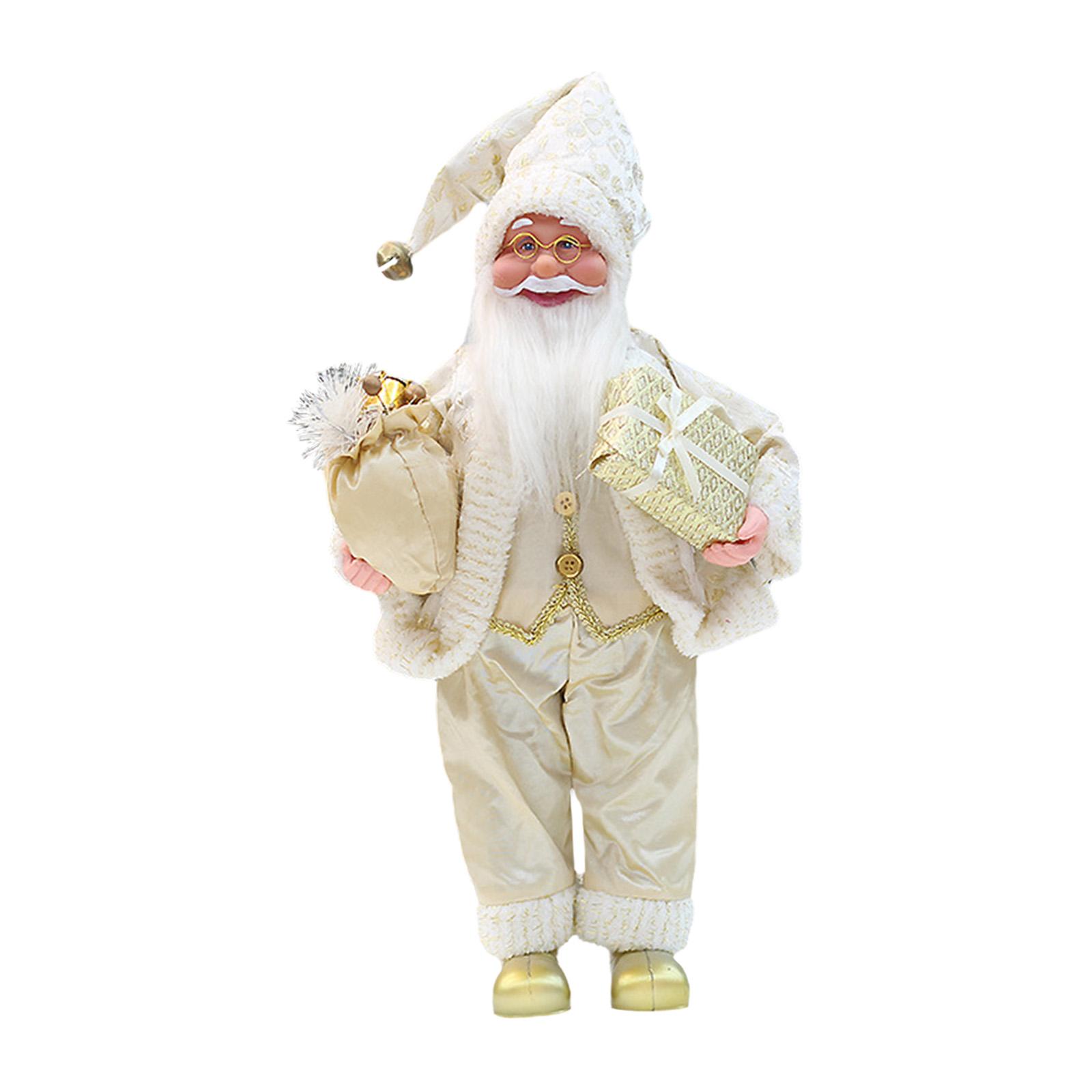 Bothyi - Muñeco De Papá Noel, Figura Navideña De 18 ""Con Bolsa De Regalo Para Fiesta En Interiores, Dorado