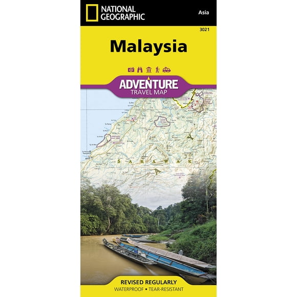 Mapa Nacional Geographic de Aventura de Malasia Impermeable