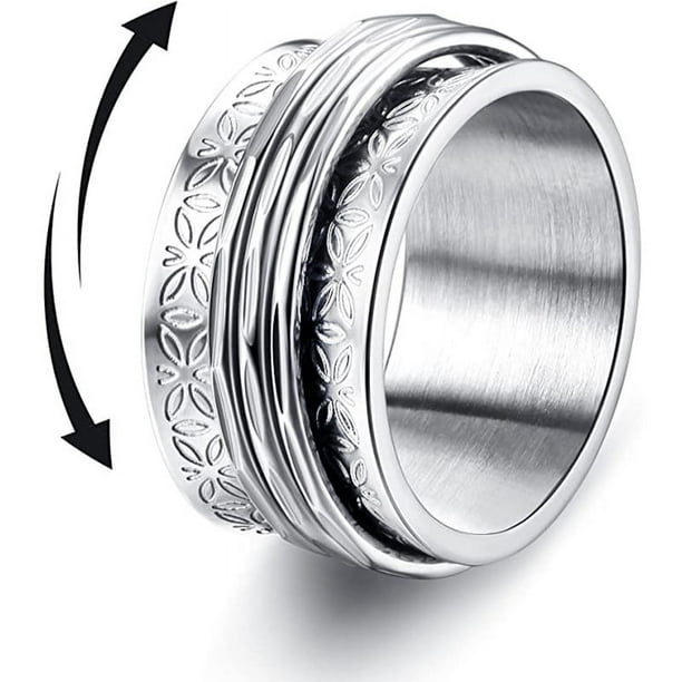 1pc Punk Stainless Steel Butterfly Anxiety Ring - Unisex Rotating Fidget Spinner for Stress Relief & Wedding Parties!