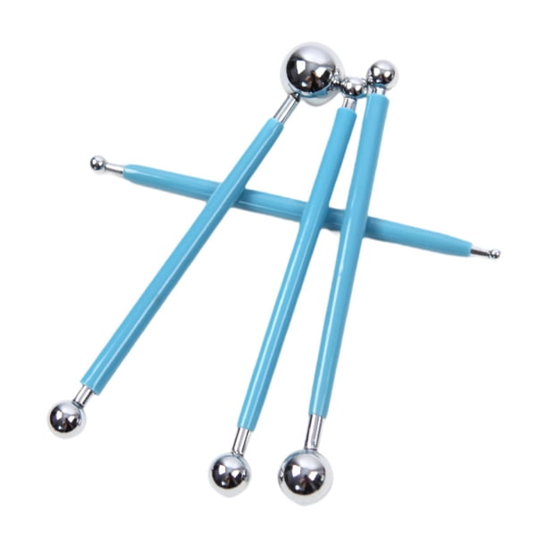 4x Bolígrafos De Punta Redonda, Herramientas Para Punteado, Bolígrafos De Relieve, Bolígrafos De Metal De Doble Punta, Color Azul