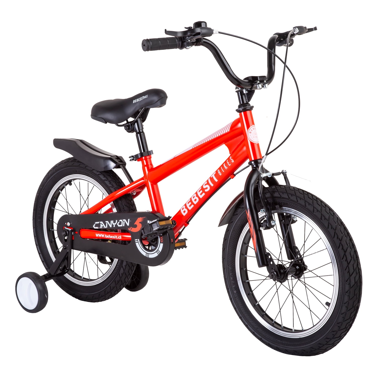 Bebesit - Bicicleta Canyon 16" Rojo Cubre Cadena Niños 4-10 Años