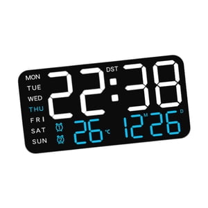 Bothyi - Reloj Despertador Digital Con Fecha Y Pantalla Grande, Reloj Despertador Led Para Dormitorio, Escritorio, Hogar, Blanco Con Luz Azul