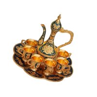 Magideal - Juego De Tetera Y Tazas De Té De Café Turco, Artesanías Artísticas, Juego De Tazas De Té De Lujo Decorativas, Juego De Té Para Servir En El Comedor De Azul