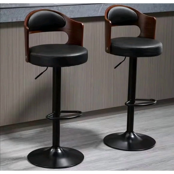 Pack 2 Sillas Bar  De Luxe Madera con Respaldo Boscco  Negro/Negro