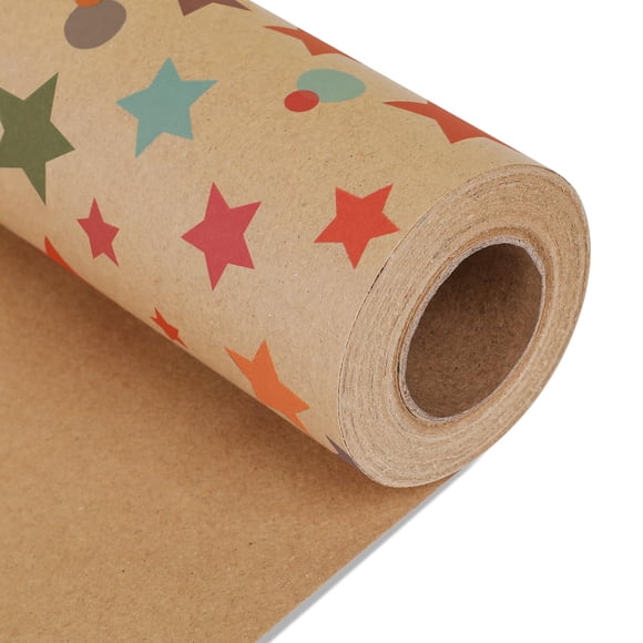 Papel de regalo NESCCI 43 cm x 10 m con diseño de estrellas