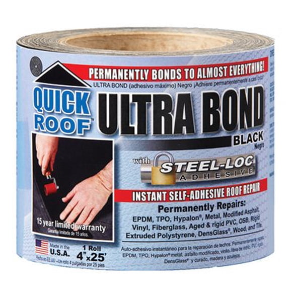 Rollo de cinta adhesiva Cofair Quick Roof Ultra Bond de 10 cm x 7,6 m, color negro