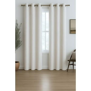 Clems - Pack 2 Cortina Engomada Termica 100% Blackout De Tipo Lino Blanco 140X225