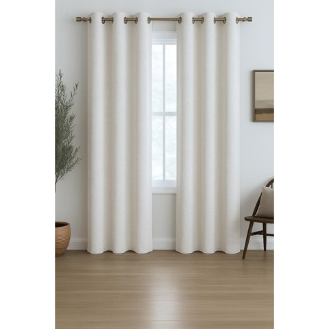 Clems - Pack 2 Cortina Blackout Lino 140X220Cm Blanco