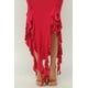 thumbnail image 4 of Vestido Largo de Tubo con Abertura en el Dobladillo con Volantes en la Parte Inferior Lisa, 4 of 5