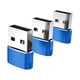 thumbnail image 2 of 3 Piezas Tipo C 3.1 A USB 2.0 Adaptador De Transmisión De Datos Para Auriculares Azul, 2 of 5