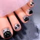 thumbnail image 1 of 24pcs Cute Cat Press On Toe Nails Square Fake Toe Nails Glossy Full Cover Glitter Silver Powder Stick On Nails False Toe Nails With Glue Sticker And Nails File For Women Girls, 1 of 3