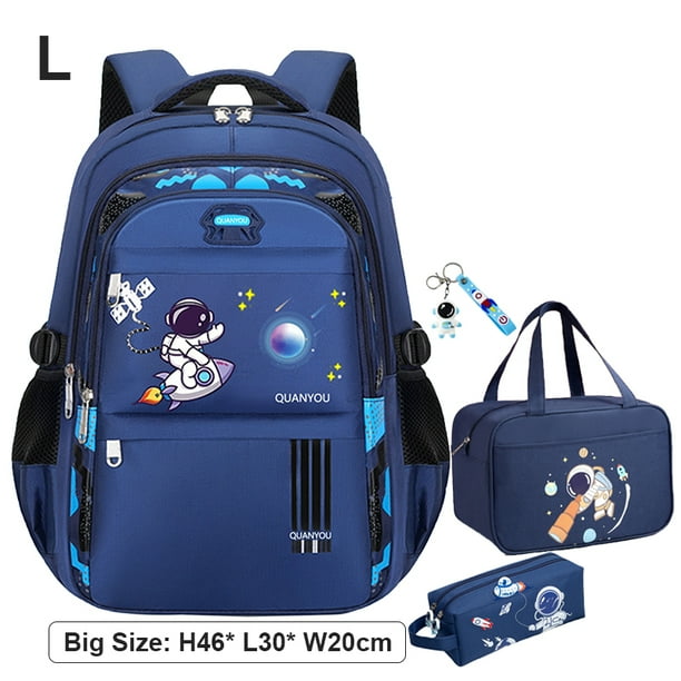 Astronaut Boys School Backpack Bag Waterproof Kids Bookbag Set with Lunch Bag Pencil Case Elementary School Supplies for Boys