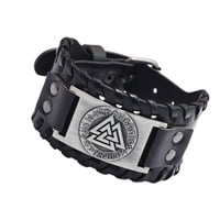 Ioensy - Muñequera Vikinga Odin Triangle Mens Rune Triangle Letter Pu Plata
