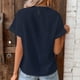 thumbnail image 5 of Camiseta de manga corta para mujer, con ribete de encaje de color puro, para el trabajo, compras y uso diario., 5 of 5
