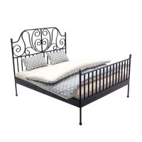 Magideal - Cama En Miniatura A Escala 1:12, Accesorios Fotográficos Para Manualidades, Muebles Realistas Para Casa De Muñecas, Accesorios De Dormitorio Para Niña Negro