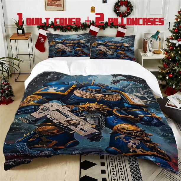 3pcs Warrior of War Printed Bedding Set Soft Polyester Duvet Cover with 2 Pillowcases All Season Comfort
