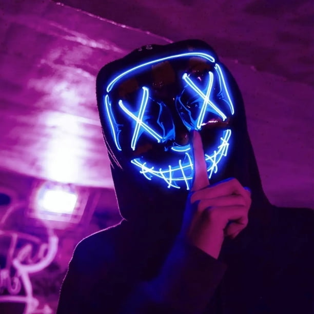 Máscara Luz Led La Purga Halloween The Purge Colores