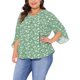 thumbnail image 4 of Agnes Orinda Conjuntos de Halloween Blusa de Chifón para Mujer Tallas Grandes Cuello en V Manga 3/4 Verano Casual Túnica Blusa 1X Verde, 4 of 5