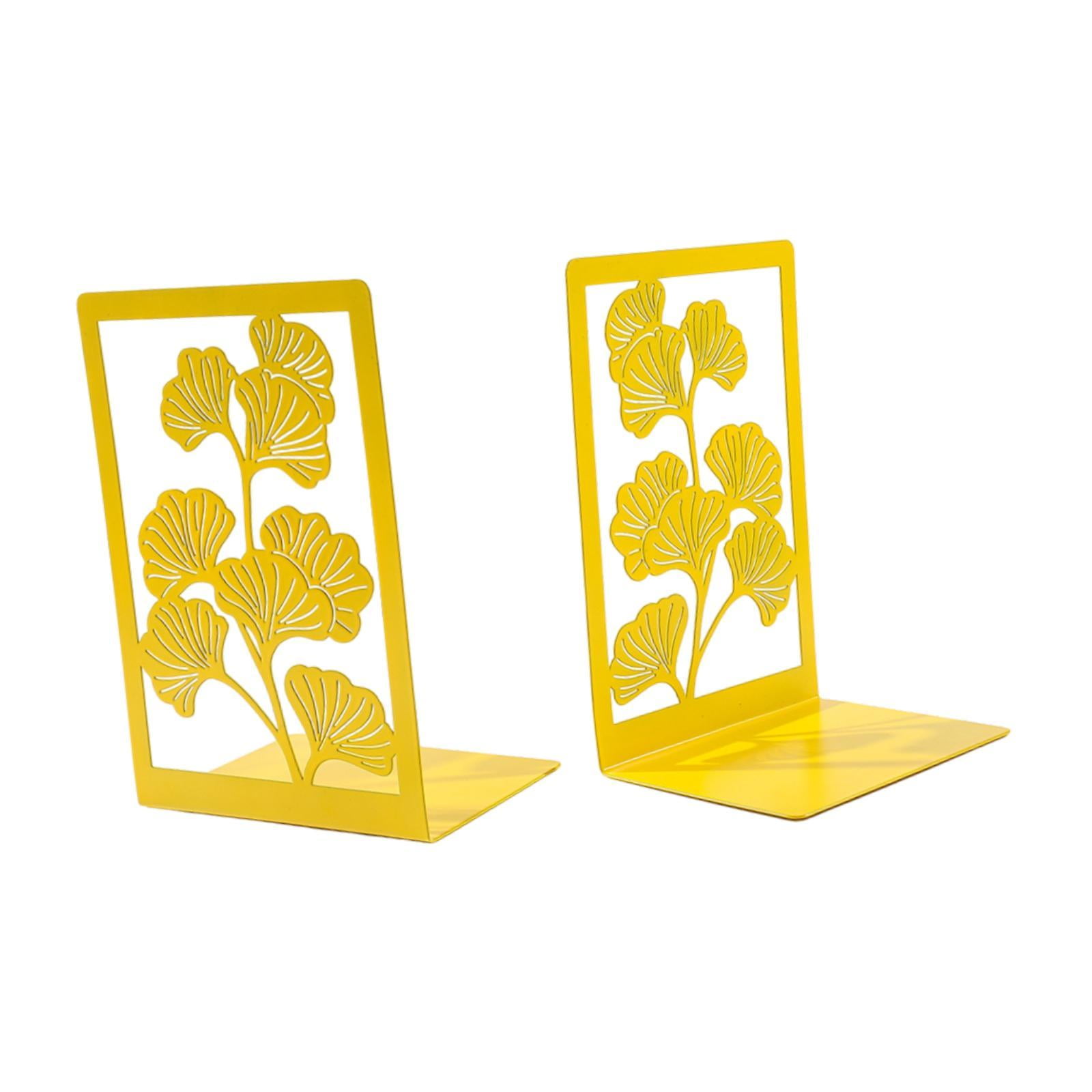 Magideal - Ginkgo Libro Termina, Decoración Decorativa, Decoración De Estanterías Titulares De Libros De Estudio Únicos Para Estantes Bookends Para La Escuela De Amarillo