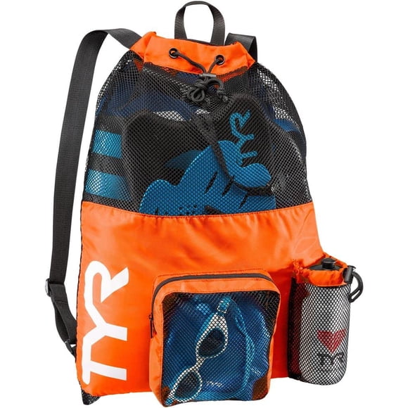 Mochila TYR Big Mesh Mummy para natación mojada, gimnasio, naranja