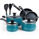 thumbnail image 1 of Juego de Cocina Cook N Home 10 Piezas Turquesa Antiadherente, 1 of 6