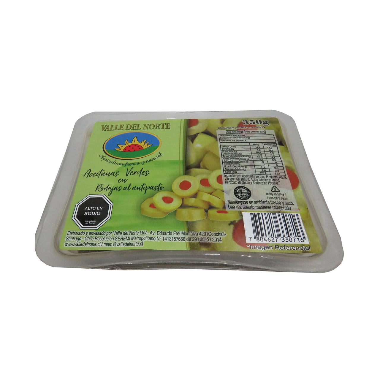 Aceitunas Verdes En Rodajas 1 Un 350 g Valle Del Norte