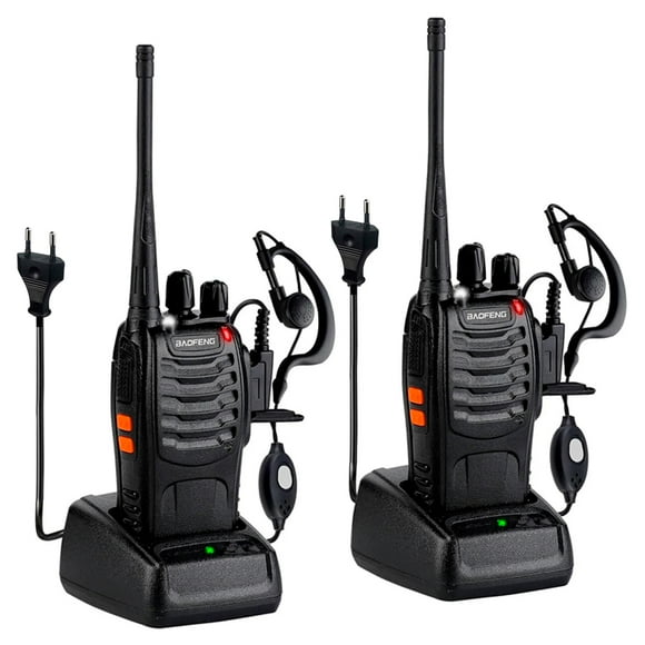 PACK 2 RADIOS TRANSMISOR WALKIE TALKIE 16 CANALES BANDAS DE FRECUENCIA 400-470 MHZ COLOR NEGRO