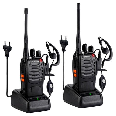 Baofeng - Pack 2 Radios Transmisor Walkie Talkie 16 Canales Bandas De Frecuencia 400-470 Mhz Color Negro