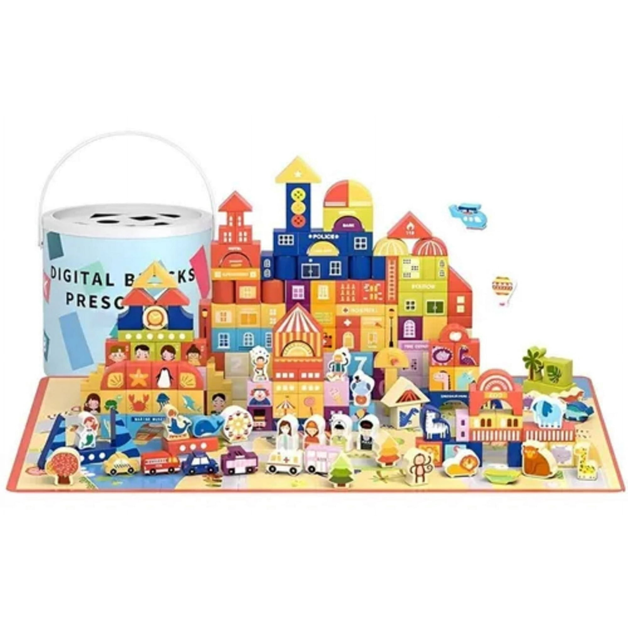 Jugueteria Estelar - Set De Bloques Ciudad De Madera