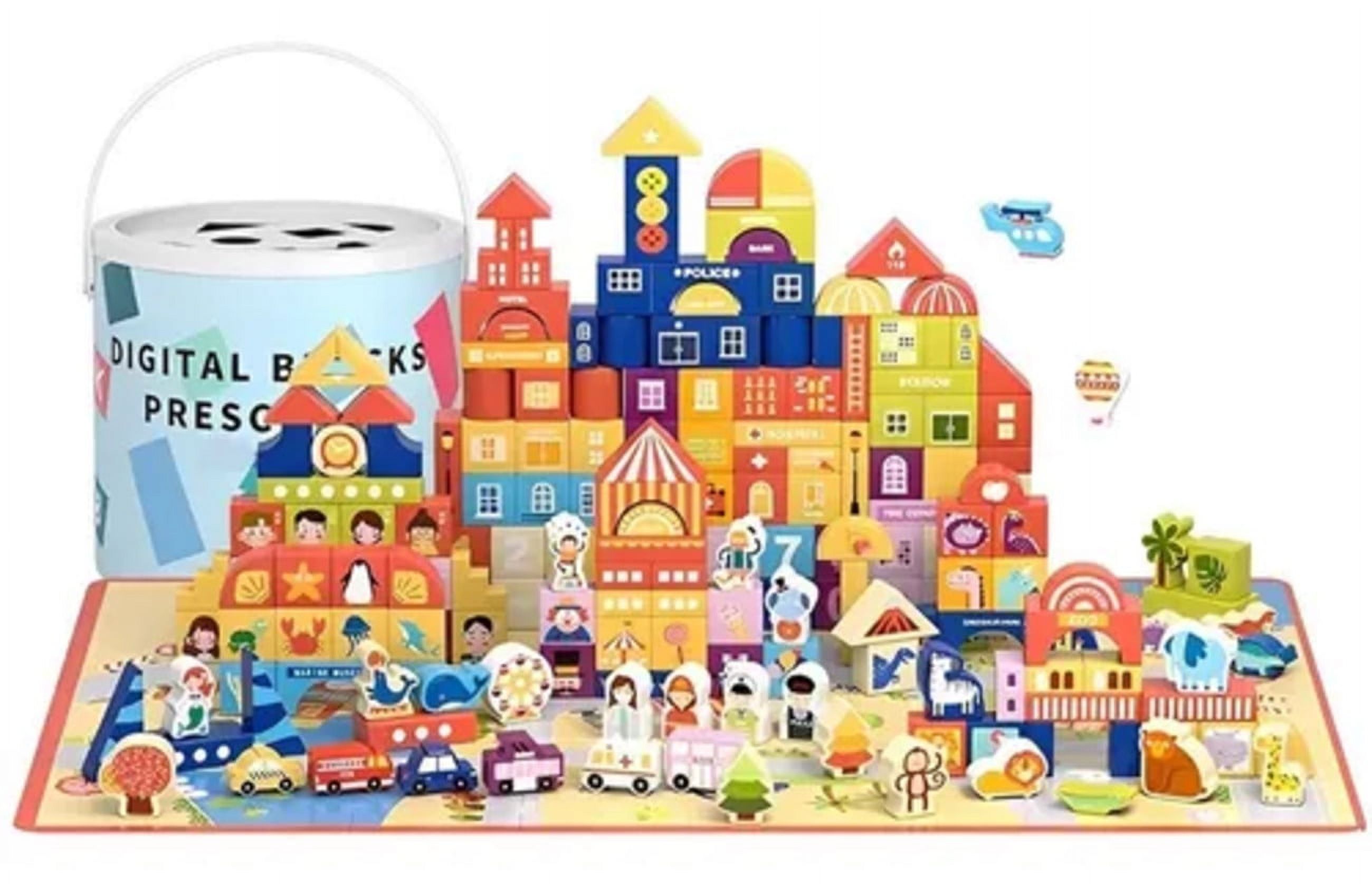 Jugueteria Estelar - Set De Bloques Ciudad De Madera