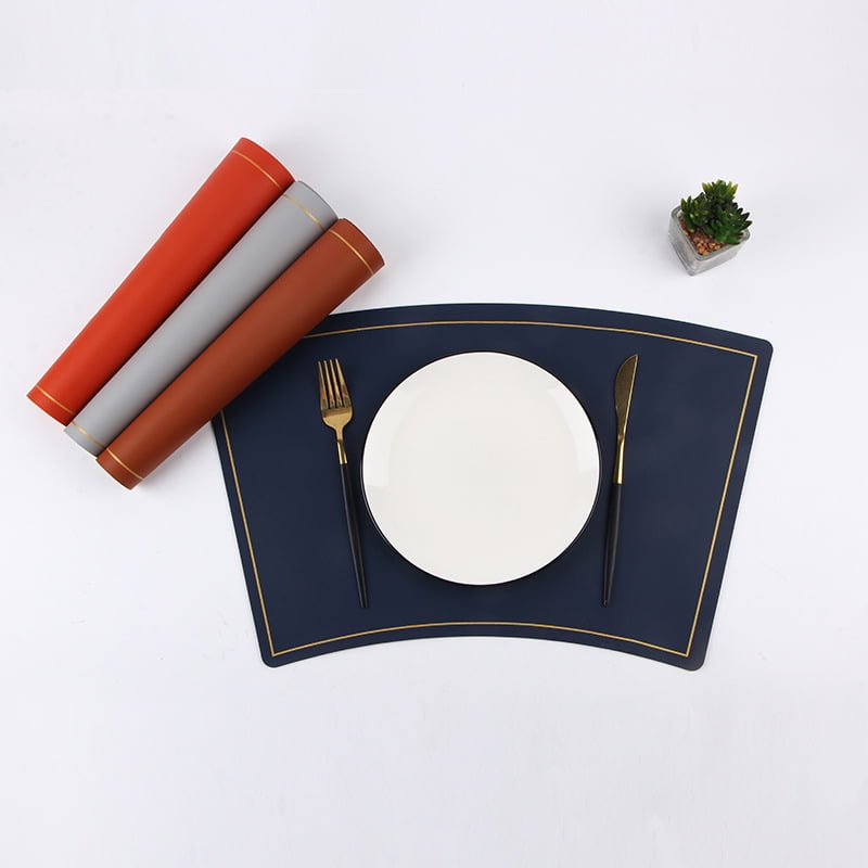 Xmhytop Juego De 4 Manteles Individuales De Piel Sintética, Impermeables, Fáciles De Limpiar, Resistentes Al Calor Y Antideslizantes Para Uso Interior Y Exterior, 45*30cm, Estilo C, Navy Azul