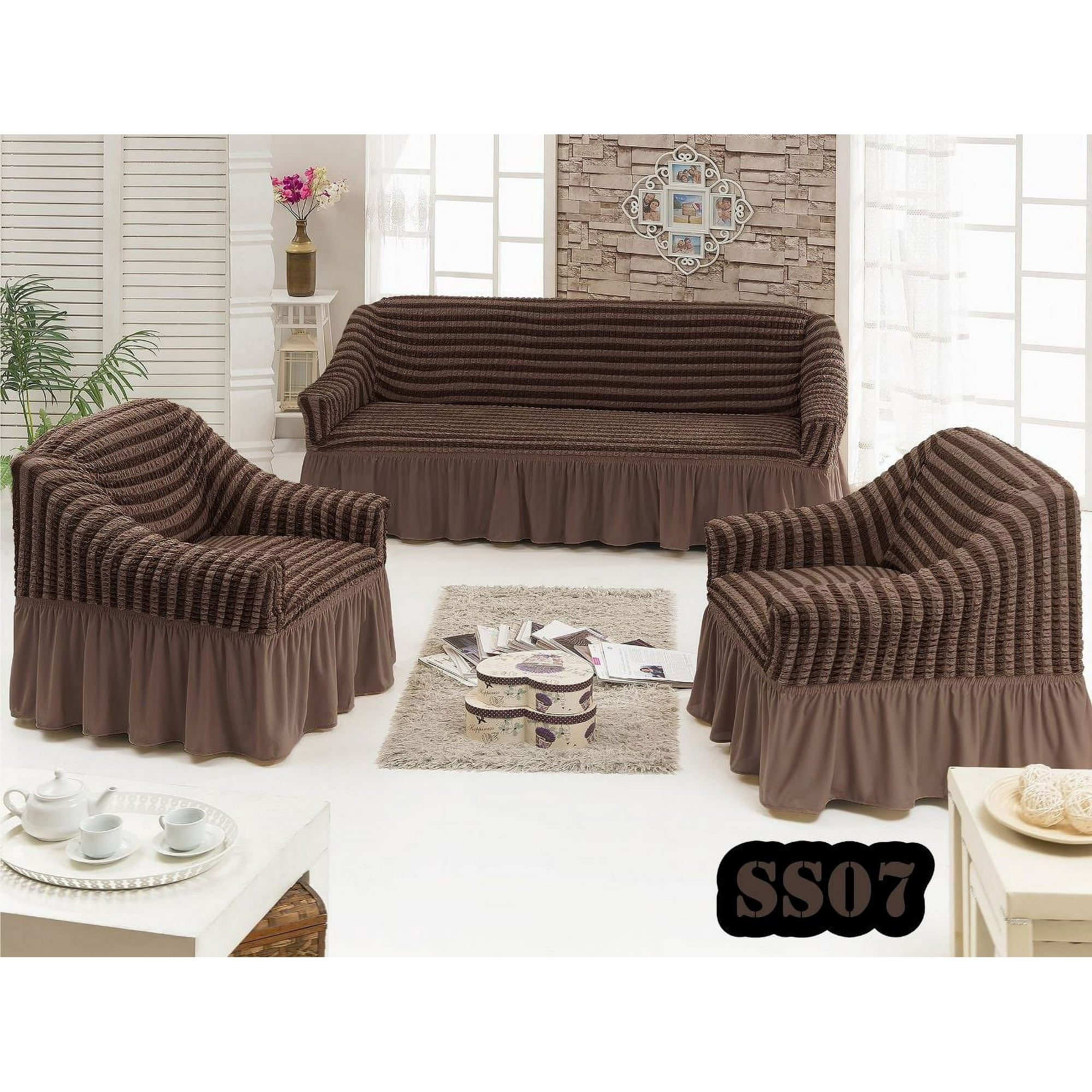 Angeles Del Hogar - Funda Cubre Sofa Sillon Cuadrille Turco 3 Piezas