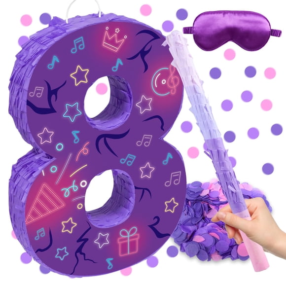 Piñata Nota Musical Número 8 Morada 40 X 29 X 8 Cm