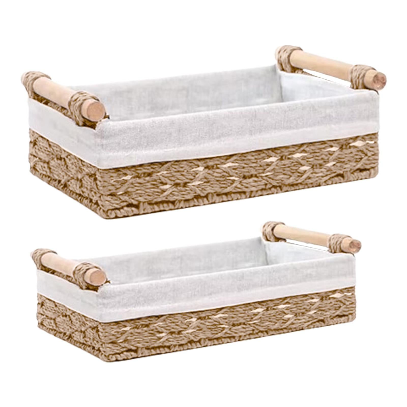 Bothyi - Cestas Tejidas, Contenedores Organizadores Rectangulares Para Artículos Diversos, Pasteles, Café, 2 Uds.