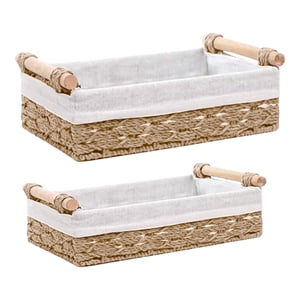 Bothyi - Cestas Tejidas, Contenedores Organizadores Rectangulares Para Artículos Diversos, Pasteles, Café, 2 Uds.