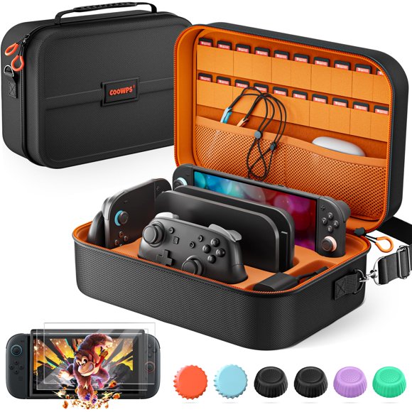 Funda COOWPS para Nintendo Switch 2 – Pack 2 de protectores de pantalla + 6 agarres