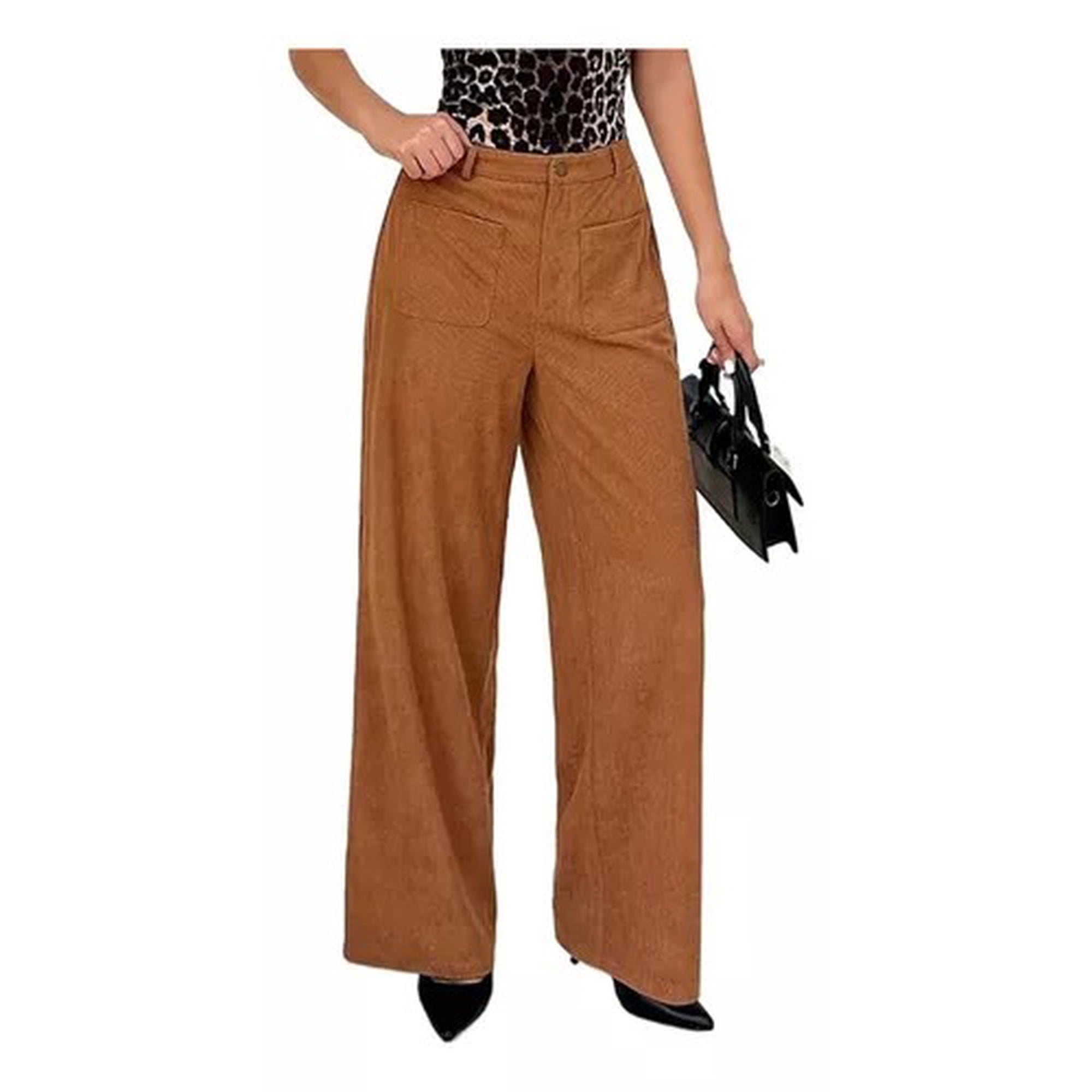 Genérica - Pack 2 Pantalón Vestir Pierna Ancha Pantalones Tiro Alto