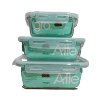 Importclick - Set 3 Tupper Hermético Vidrio Para Alimentos Comida