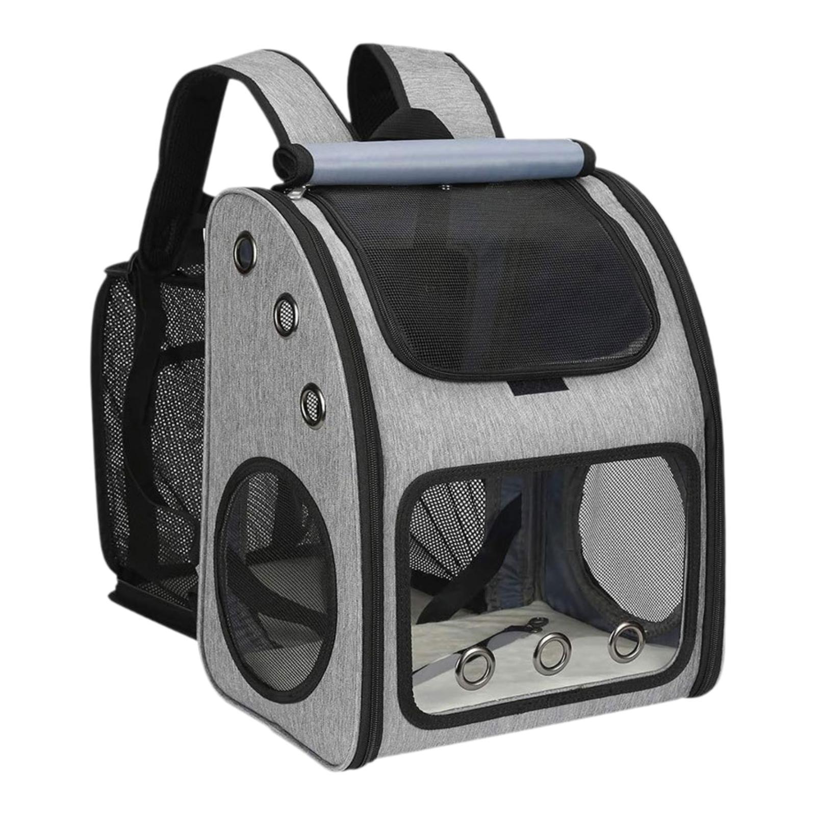 Ioensy - Mochila Transportadora Para Gatos, Bolsa De Viaje Para Gatos, Para Uso Al Aire Libre, Para Caminar Y Viajar, Color Gris