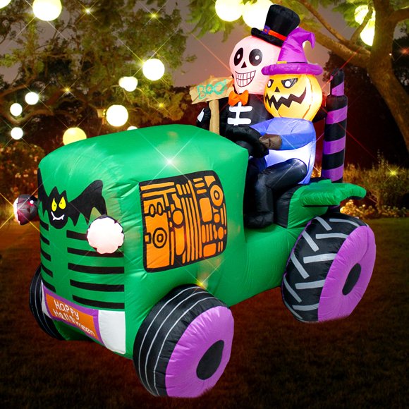 Tractor fantasma inflable para decoración de Halloween VIKIMORA, 1,7 m