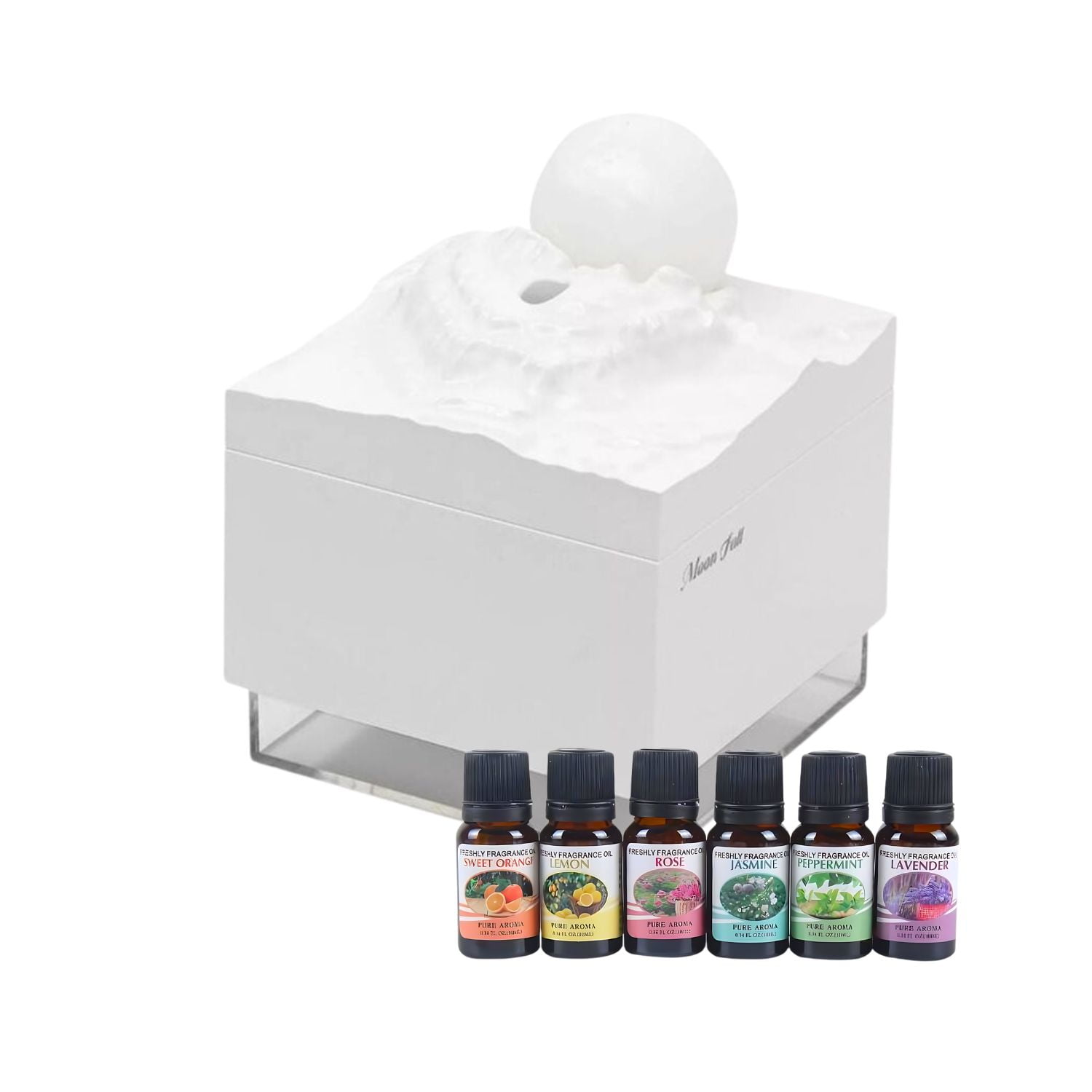 Disparo - Pack Humidificador Diseño Luna Blanca + 6 Esencias