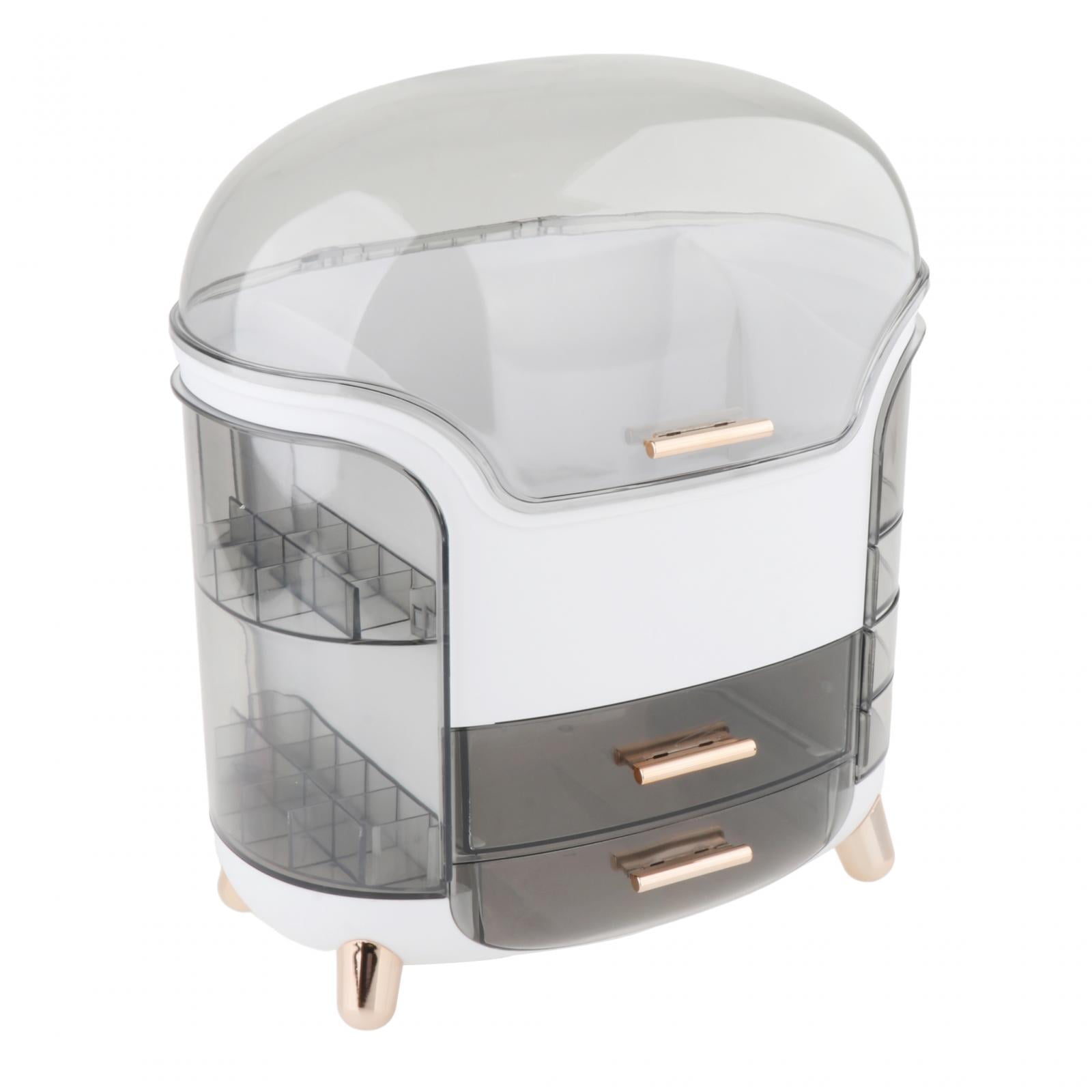 Magideal - Organizador De Maquillaje Almacenamiento De Cosméticos A Prueba De Agua .8x13.4x7.9 Pulgadas Para Dormitorio Material Resistente Con Tapas Completamen Blanco