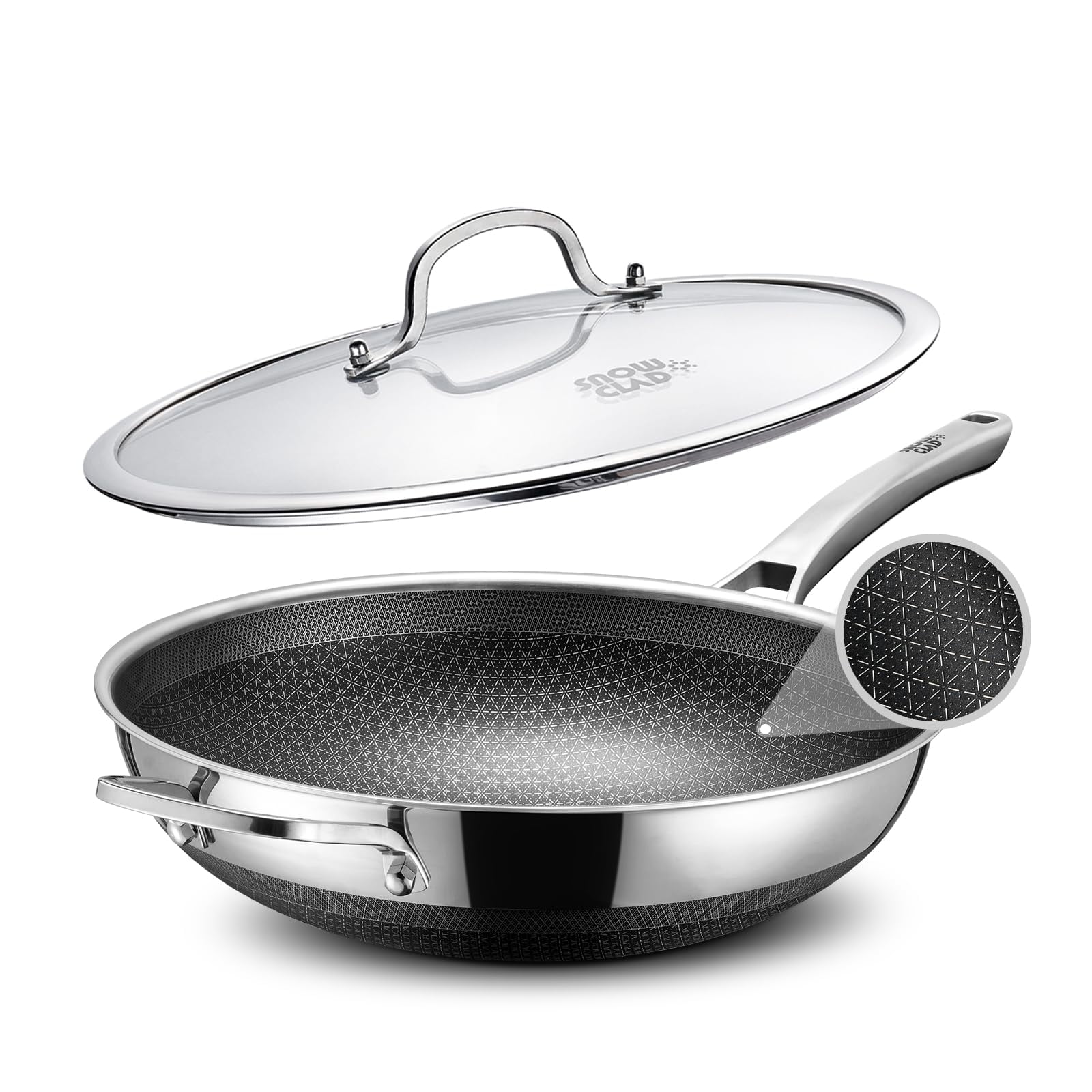 Wok Pan Snowclad Hybrid De Acero Inoxidable Antiadherente De 13 Pulgadas