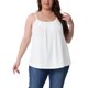 thumbnail image 1 of CURVY GLAM Camiseta sin mangas con tirantes ajustables y pliegues básicos elegantes para mujer de talla grande para la escuela o universidad 2X Blanco, 1 of 6