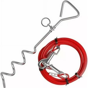 Defensor - Estaca Espiral Para Fijación En Tierra Perros, Mascota, 5 Metros, Rojo